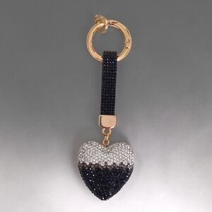 Puffy Heart Bag Charm / Keychain - Black